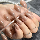 24pcs/kit Stiletto Shiny Fake Nails White Pointed Fake Nails Easily Decorate Your Fingers Candy White Surface 15P