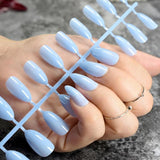 24pcs/kit Stiletto Shiny Fake Nails White Pointed Fake Nails Easily Decorate Your Fingers Candy White Surface 15P