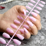 24pcs/kit Stiletto Shiny Fake Nails White Pointed Fake Nails Easily Decorate Your Fingers Candy White Surface 15P