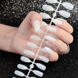 24pcs/kit Stiletto Shiny Fake Nails White Pointed Fake Nails Easily Decorate Your Fingers Candy White Surface 15P