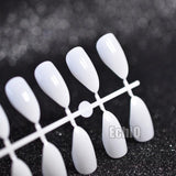 24pcs/kit Stiletto Shiny Fake Nails White Pointed Fake Nails Easily Decorate Your Fingers Candy White Surface 15P