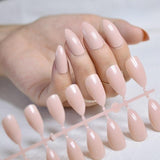 24pcs/kit Stiletto Shiny Fake Nails White Pointed Fake Nails Easily Decorate Your Fingers Candy White Surface 15P