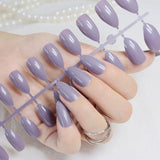 24pcs/kit Stiletto Shiny Fake Nails White Pointed Fake Nails Easily Decorate Your Fingers Candy White Surface 15P