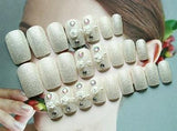 24pcs/set Cream nude pink pure color 3D fake nails Cute french false nails  with Sided adhesive Middle-long full nail tips Bride