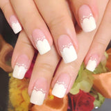24pcs/set Cream nude pink pure color 3D fake nails Cute french false nails  with Sided adhesive Middle-long full nail tips Bride