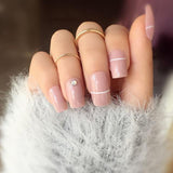 24pcs/set Cream nude pink pure color 3D fake nails Cute french false nails  with Sided adhesive Middle-long full nail tips Bride