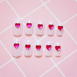 24pcs/set Cream nude pink pure color 3D fake nails Cute french false nails  with Sided adhesive Middle-long full nail tips Bride