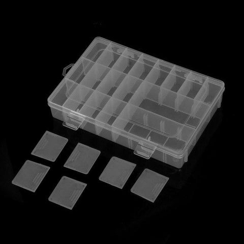 28 Grids Nail Art Decorations Nail Polish Storage Manicure Organizer Box Glitter Powder Adjustable Jewelry Beads Pills Stud