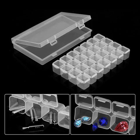 28 Grids Nail Art Decorations Nail Polish Storage Manicure Organizer Box Glitter Powder Adjustable Jewelry Beads Pills Stud
