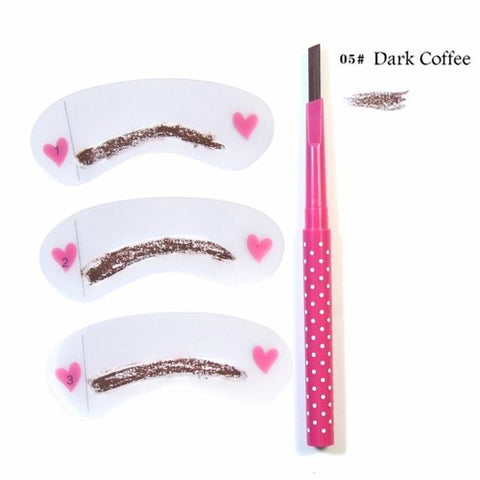 2in 1 Eyebrow Tools Set 3 Pack Eyebrow Thrush Card+1Eyebrow Pencil Beauty Tools GUB#