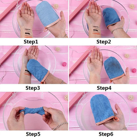 2pcs Portable Makeup Remover Towel Cleansing Glove Tool Reusable Microfiber Facial Towel Cosmetic Puff Face Care