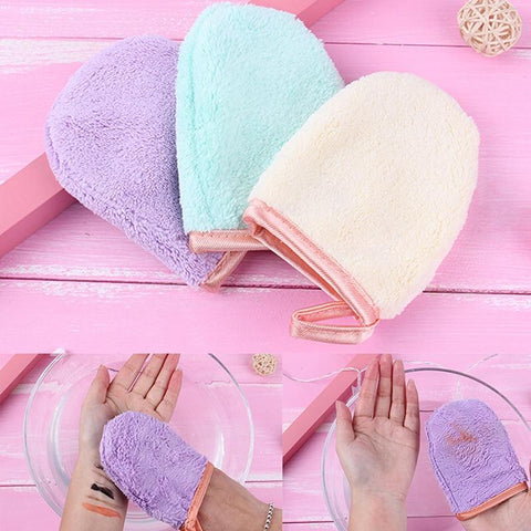 2pcs Reusable Microfiber Facial Cloth Face Towel Makeup Remover Cleansing Glove Tool Cosmetic Puff Make Up Face Care