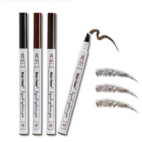 3 Colors 4 Head Fine Sketch Eyebrow Eyebrow Pencil Eyebrow Pen Women Girl Waterproof Fork Tip Eyebrow Tattoo Pen Brow Pencil