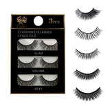 3 Pairs Natural False Eyelashes Beauty Make up Thick Cross Voluminous Messy Style Eye Lashes Extension Women Fashion Makeup Tool