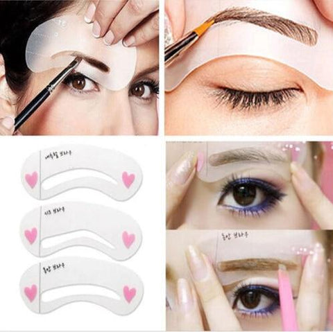 3 Styles/Lot Women Eyebrow Model Grooming Stencil Kit Makeup Eye Brow Guide Stencils Template Shaper Tool  DIY Makeup Tool