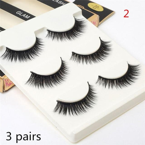 3 or 5Pairs Support wholesale&single Natural Bushy Makeup Cross False Eyelashes Eye Lashes Black Soft Natural False Eyelashes