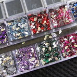 3600Pcs Nail Art Rhinestones 3D Silver 2mm Round Mix Teardrop Heart Sticker Gems  Deco Glitters Nail Decoration Craft