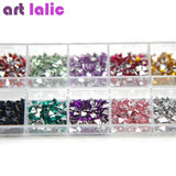 3600Pcs Nail Art Rhinestones 3D Silver 2mm Round Mix Teardrop Heart Sticker Gems  Deco Glitters Nail Decoration Craft