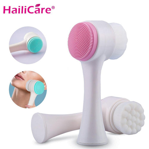 3D Double Sides Multifunctional Silicone Face Cleanser Facial Cleansing Brush Portable Face Cleaning Massage Tool Facial Brush
