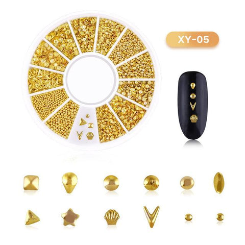 3D Hollow Nail Art Decoration Metal Mixed Shapes GeometryGolden  Tips DIY Nail Art Tools Fashion Nail Decorating Stickers