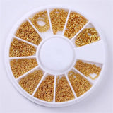 3D Metal Nail Art Decoration Gold Metal Chain Beads Line Multi-size Snake Bone DIY Manicure Nail Art Decoration in Wheel 1 Box