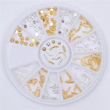 3D Metal Nail Art Decoration Gold Metal Chain Beads Line Multi-size Snake Bone DIY Manicure Nail Art Decoration in Wheel 1 Box