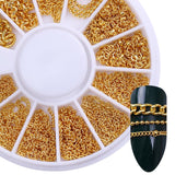 3D Metal Nail Art Decoration Gold Metal Chain Beads Line Multi-size Snake Bone DIY Manicure Nail Art Decoration in Wheel 1 Box