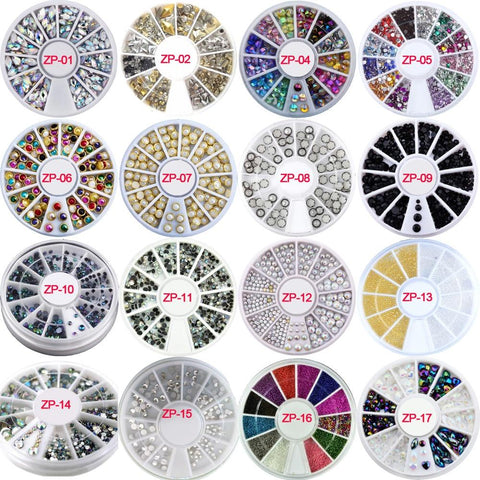 3D Nail Art Charms s/2-4.7mm Rhinestone in Wheel Design Stone Decorations Strass Jewelry DIY Nailart Adhesive Rhinestones Mix