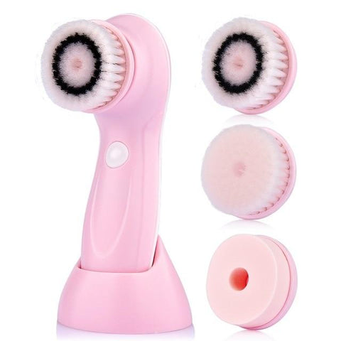 3Heads/Set Multifunctional Electric Face Cleanser USB Rechargeable Facial Washing Cleaning Brush Machine Face Skin Care Tools