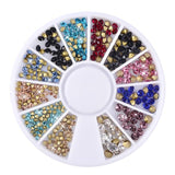3d Nail Glitter Rhinestone Wrapping Pearls AB Colorful 2MM 3MM Wheel Gold Metal Studs DIY Beauty Nail Art Decorations