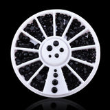 3d Nail Glitter Rhinestone Wrapping Pearls AB Colorful 2MM 3MM Wheel Gold Metal Studs DIY Beauty Nail Art Decorations