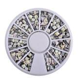 3d Nail Glitter Rhinestone Wrapping Pearls AB Colorful 2MM 3MM Wheel Gold Metal Studs DIY Beauty Nail Art Decorations