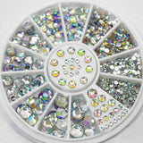 3d Nail Glitter Rhinestone Wrapping Pearls AB Colorful 2MM 3MM Wheel Gold Metal Studs DIY Beauty Nail Art Decorations