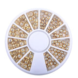 3d Nail Glitter Rhinestone Wrapping Pearls AB Colorful 2MM 3MM Wheel Gold Metal Studs DIY Beauty Nail Art Decorations