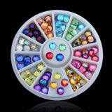 3d Nail Glitter Rhinestone Wrapping Pearls AB Colorful 2MM 3MM Wheel Gold Metal Studs DIY Beauty Nail Art Decorations