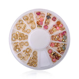 3d Nail Glitter Rhinestone Wrapping Pearls AB Colorful 2MM 3MM Wheel Gold Metal Studs DIY Beauty Nail Art Decorations