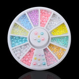 3d Nail Glitter Rhinestone Wrapping Pearls AB Colorful 2MM 3MM Wheel Gold Metal Studs DIY Beauty Nail Art Decorations