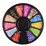 3d Nail Glitter Rhinestone Wrapping Pearls AB Colorful 2MM 3MM Wheel Gold Metal Studs DIY Beauty Nail Art Decorations