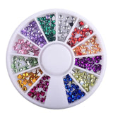 3d Nail Glitter Rhinestone Wrapping Pearls AB Colorful 2MM 3MM Wheel Gold Metal Studs DIY Beauty Nail Art Decorations
