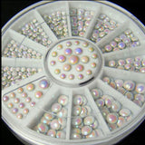 3d Nail Glitter Rhinestone Wrapping Pearls AB Colorful 2MM 3MM Wheel Gold Metal Studs DIY Beauty Nail Art Decorations