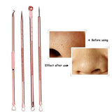 3pcs Silver Blackhead Comedone Extractor Acne Tool Blemish Extractor Pimple Remover Cosmetic Tool Stainless Acne Needles Remove