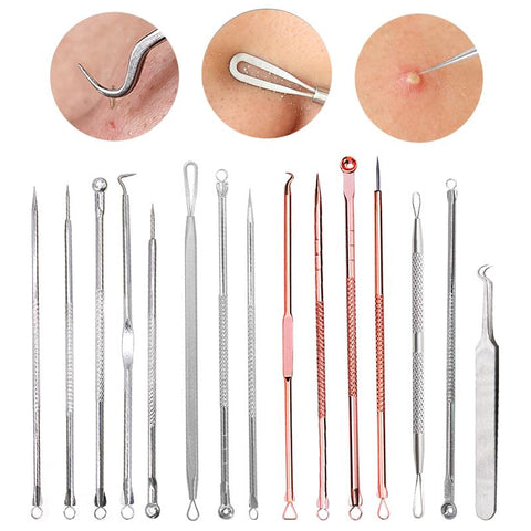 3pcs Silver Blackhead Comedone Extractor Acne Tool Blemish Extractor Pimple Remover Cosmetic Tool Stainless Acne Needles Remove