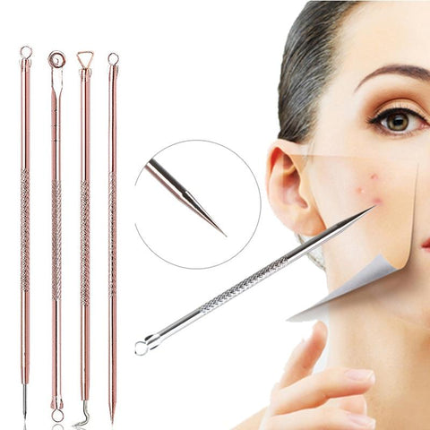 "4 Pcs/Set Pimple Remover Tool Blackhead Comedone Acner ,Spoon for Face,vacuum Blackhead Remover,acne/blackhead Extractor Tool"