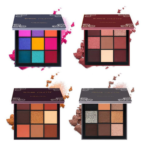 4 Seasons Matte Shimmer Eye Shadow Palette Long-lasting Waterproof  Eyeshadow Palette Makeup Cosmetics 9 Colors