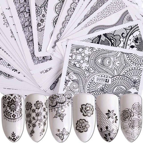 40pcs Nail Sticker Water Decals Flowers Watermark Ink Slider for Nails Art Decoration Gel Nail Manicure Accessories JISTZ352-391