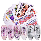 40pcs Nail Sticker Water Decals Flowers Watermark Ink Slider for Nails Art Decoration Gel Nail Manicure Accessories JISTZ352-391