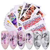 40pcs Nail Sticker Water Decals Flowers Watermark Ink Slider for Nails Art Decoration Gel Nail Manicure Accessories JISTZ352-391