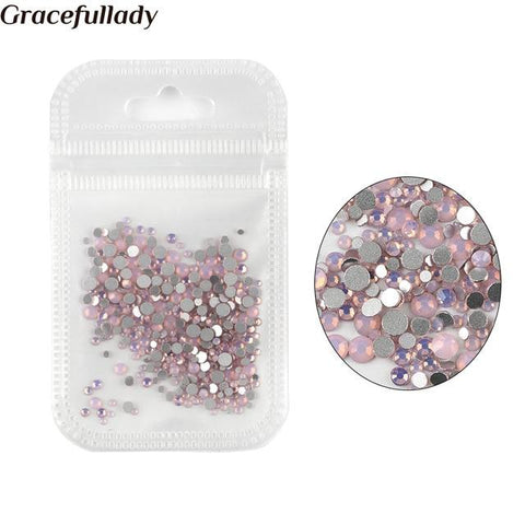 450 pcs/Pack Mix Size Pink Opal Crystal Nail Art Rhinestones For 3d Charm Glass Flatback Non Hotfix DIY Nails Decorations