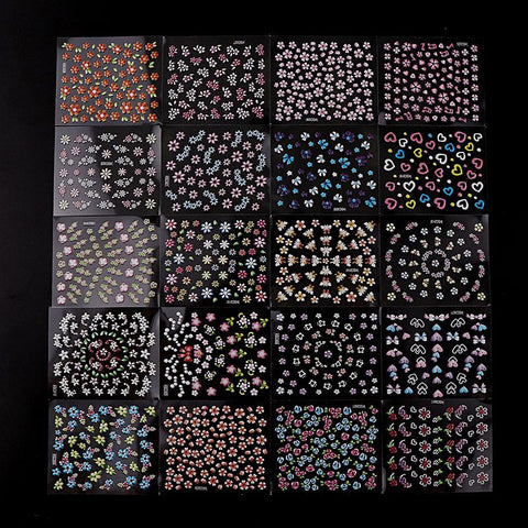 48 Sheets 3D Nail Sticker Random Colorful Black White 3 Flower Butterfly Series Stereoscopic Nail Sticker Decoration