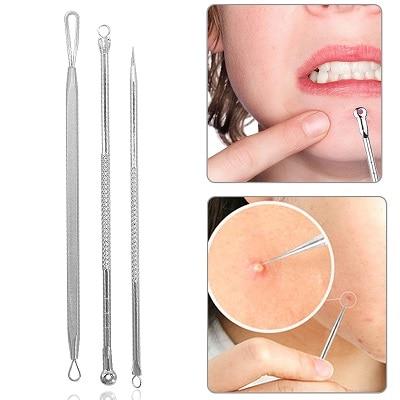 4Pcs Antibacterial Black Head Pimples Acne Needle Face Care Comedone Acne Blemish Extractor Remover Skin Face Cleansing Tool